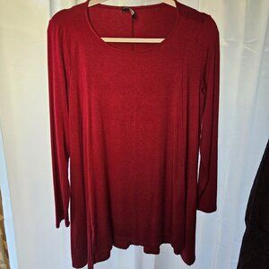 EILEEN FISHER Petite Women's Red Long Sleeve Knit Tunic - Medium